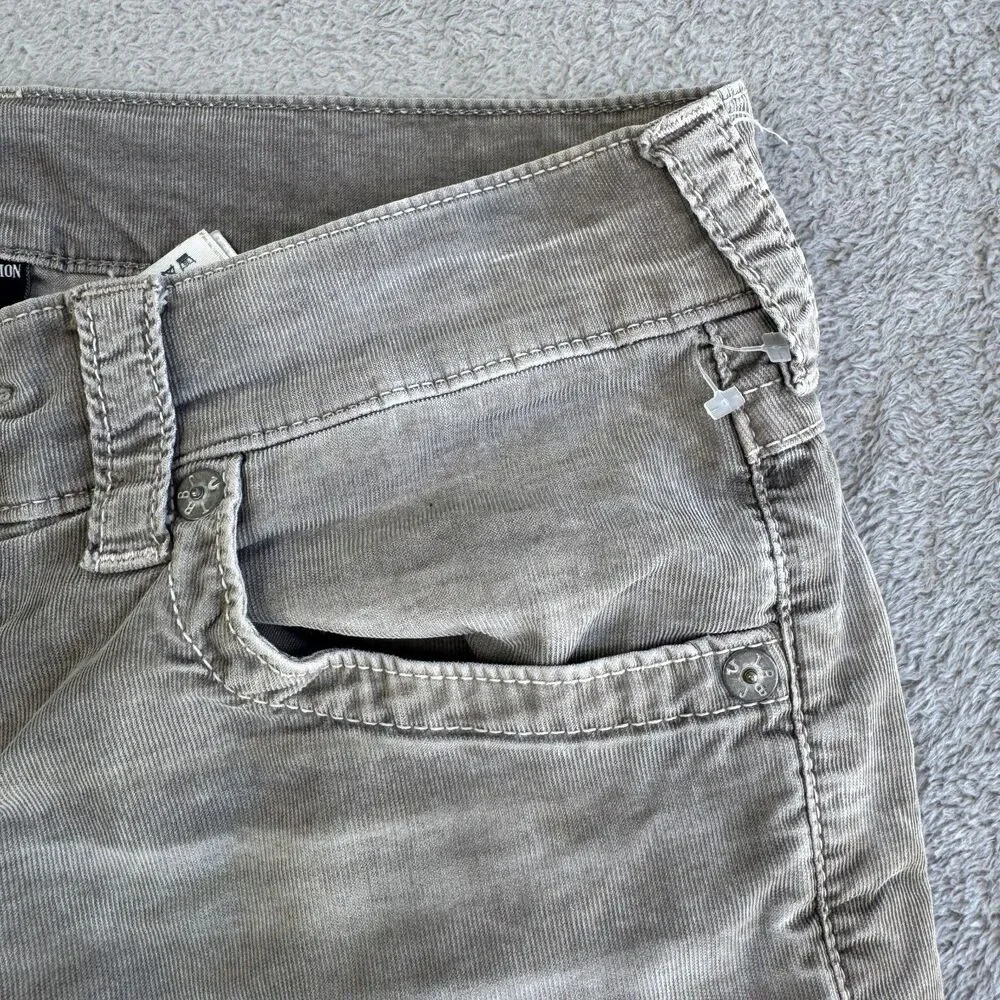 True Religion Ricky Cut Off Shorts Men's 31 Gray Corduroy Relaxed Fit Whiskered